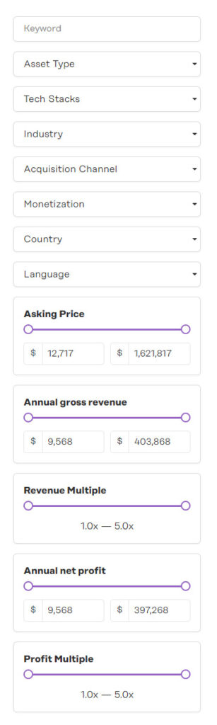 Listing filters