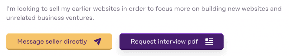 reason to sell a digital asset - free up time
image is a screengrab from one of our seller information pages